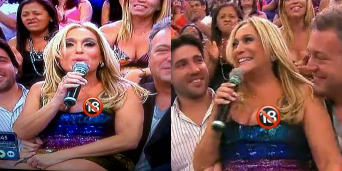 Susana Vieira ficou com seio à mostra no "Domingão do Faustão" (Foto: Reprodução/TV Globo) Susana Vieira ficou com seio à mostra no "Domingão do Faustão" (Foto: Reprodução/TV Globo)
