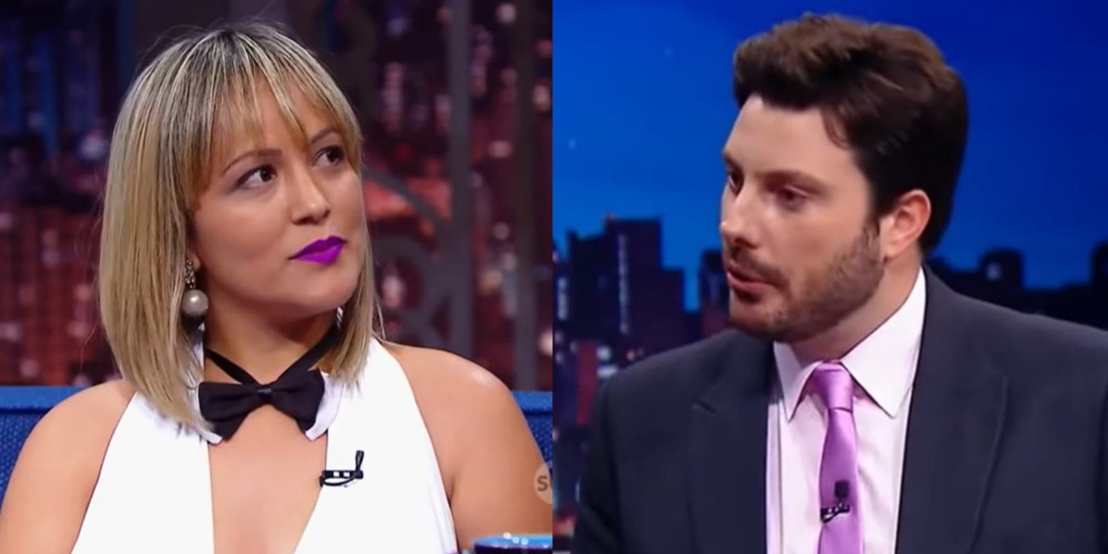 Dafne Anãzinha no The Noite, com Danilo Gentili, no SBT (Foto: Reprodução/YouTube/Montagem) Dafne Anãzinha no The Noite, com Danilo Gentili, no SBT (Foto: Reprodução/YouTube/Montagem)