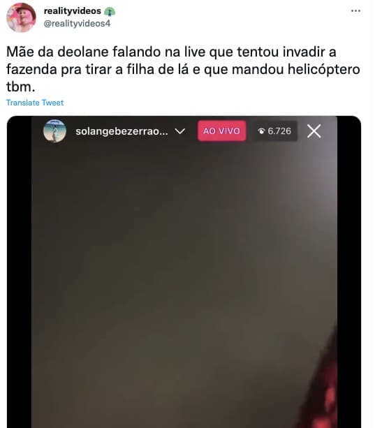 De acordo com Solange, ela já tentou tirar Deolane do reality da Record (Reprodução) De acordo com Solange, ela já tentou tirar Deolane do reality da Record (Reprodução)