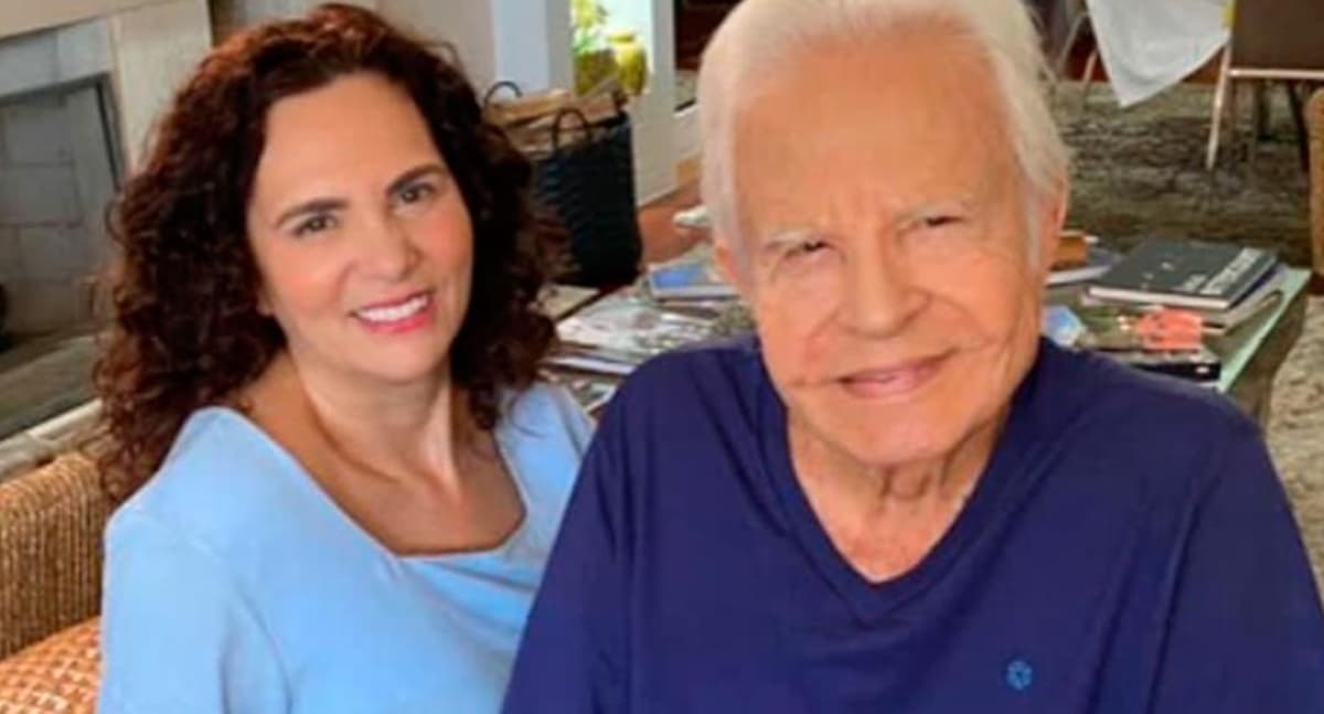 Fátima Sampaio de 58 anos e Cid Moreira, de 95 Fátima Sampaio de 58 anos e Cid Moreira, de 95