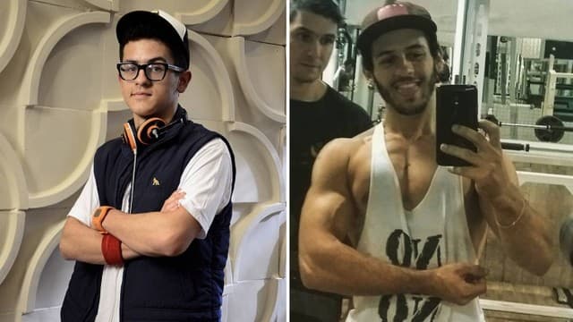 David Lucas antes e depois dos músculos- Foto Reprodução David Lucas antes e depois dos músculos- Foto Reprodução