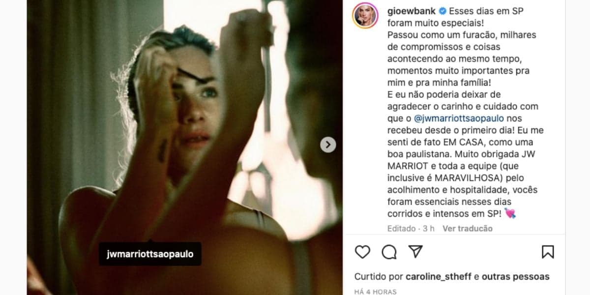 Giovanna Ewbank fala sobre dias em São Paulo (Reprodução) Giovanna Ewbank fala sobre dias em São Paulo (Reprodução)