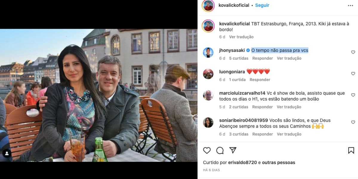 Jornalista encanta público com clique ao lado de esposa (Reprodução) Jornalista encanta público com clique ao lado de esposa (Reprodução)