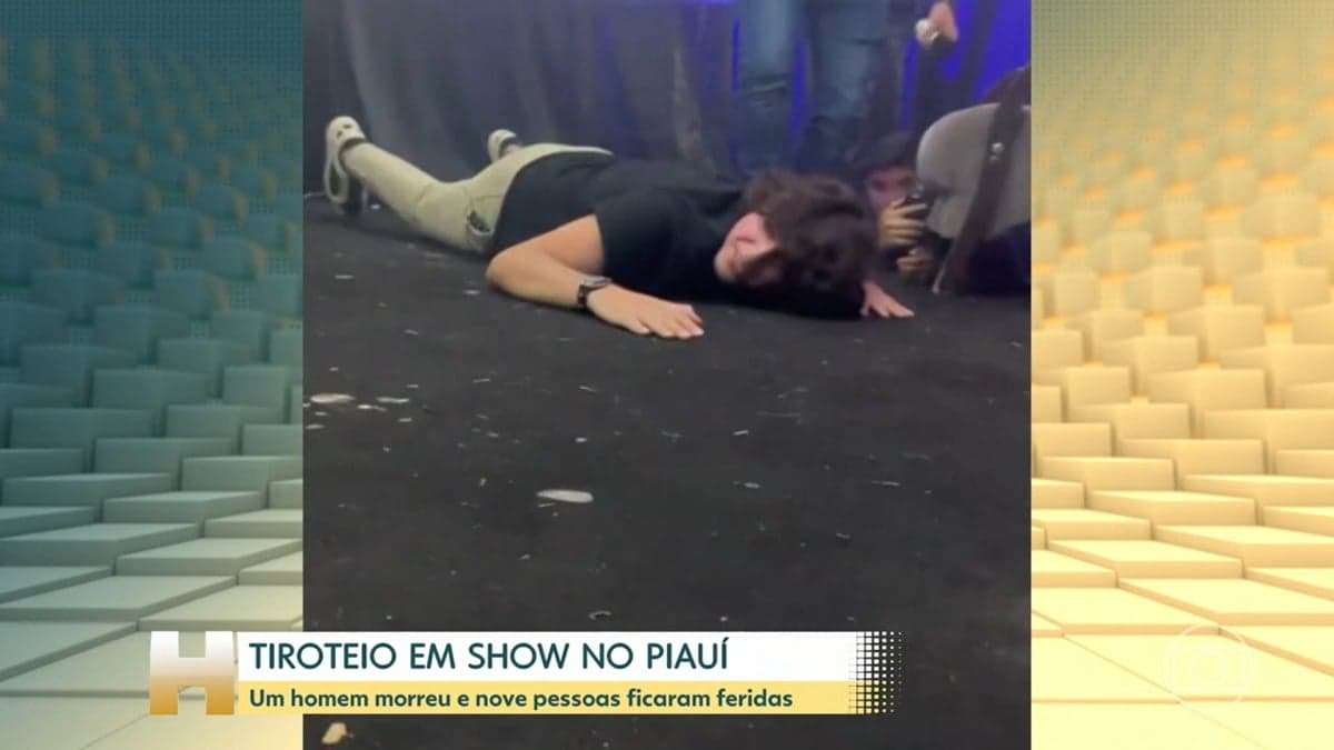 Nattanzinho precisou ficar abaixado em camarim, após tiroteio em um festival de música no Piauí (Foto: Reprodução / TV Globo) Nattanzinho precisou ficar abaixado em camarim, após tiroteio em um festival de música no Piauí (Foto: Reprodução / TV Globo)