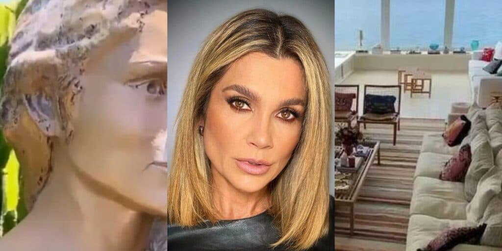 Vista pro mar, sala gigante e estátua de si própria: Flávia Alessandra mora nesta mansão multimilionária