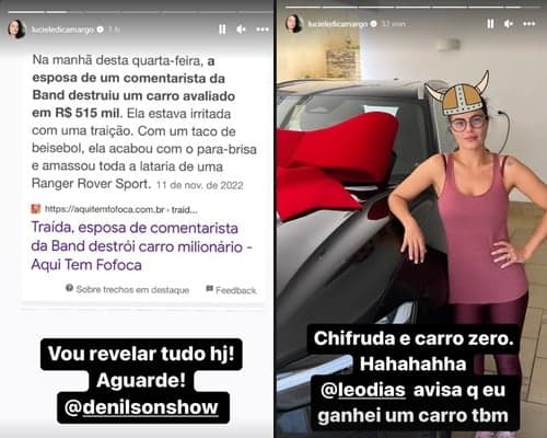 Luciele brincou com as notícias sobre uma suposta traição envolvendo um comentarista da Band Luciele brincou com as notícias sobre uma suposta traição envolvendo um comentarista da Band