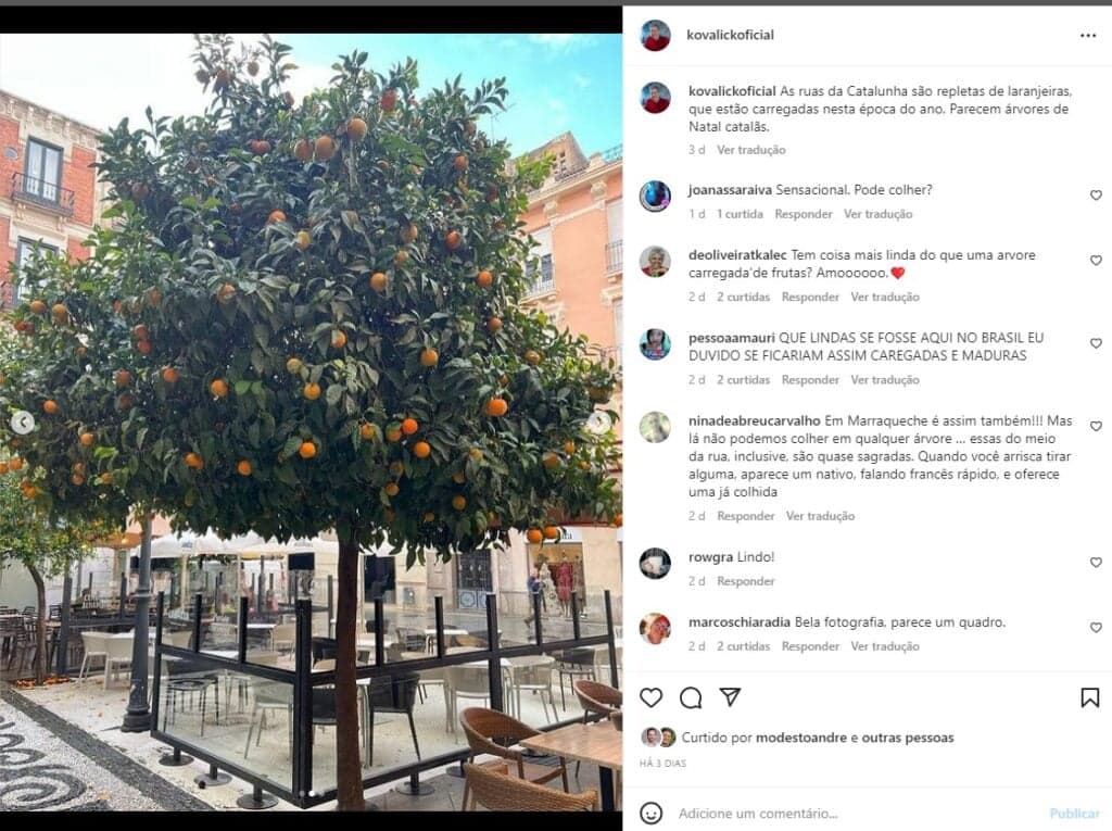 Roberto Kovalick publicou uma foto de sua estadia na Espanha Roberto Kovalick publicou uma foto de sua estadia na Espanha