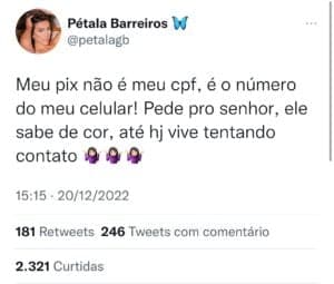 Pétala faz insinuação envolvendo marido de Lívia Andrade (Reprodução) Pétala faz insinuação envolvendo marido de Lívia Andrade (Reprodução)