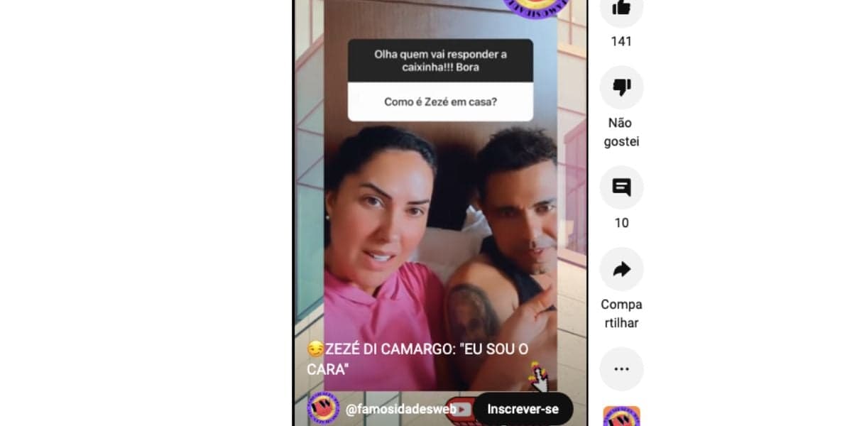 De acordo com Graciele Lacerda, Zezé Di Camargo em casa é do jeito que o público o vê nas redes sociais (Reprodução) De acordo com Graciele Lacerda, Zezé Di Camargo em casa é do jeito que o público o vê nas redes sociais (Reprodução)