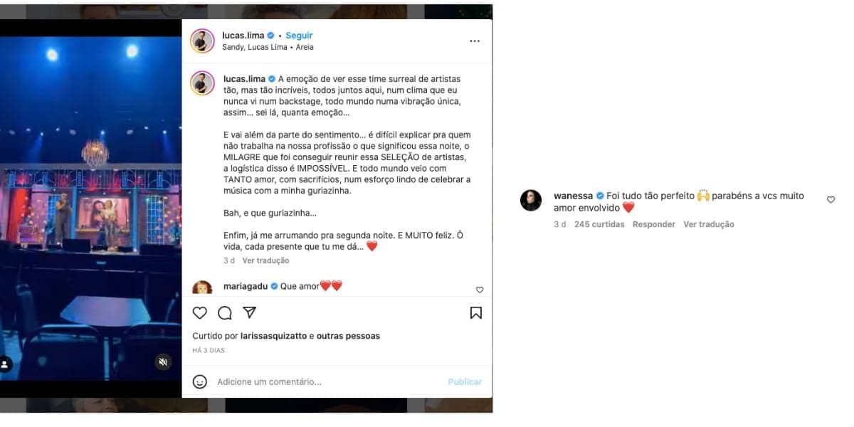 De acordo com marido de Sandy, noite foi incrível (Reprodução) De acordo com marido de Sandy, noite foi incrível (Reprodução)