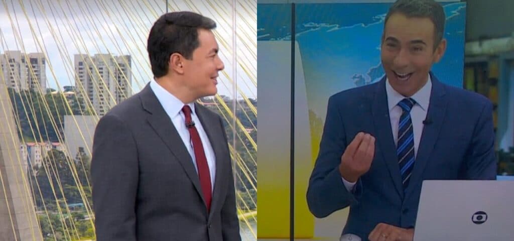 César Tralli entra no meio do jornal de Alan Severiano e pega o colega desprevenido: "Chama a polícia"