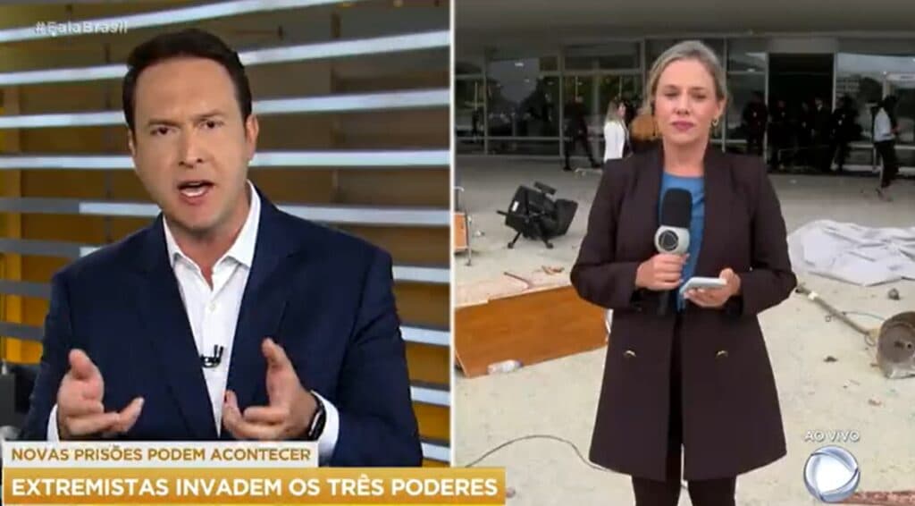 Edu Ribeiro e Vanessa Lima durante o Fala Brasil Edu Ribeiro e Vanessa Lima durante o Fala Brasil