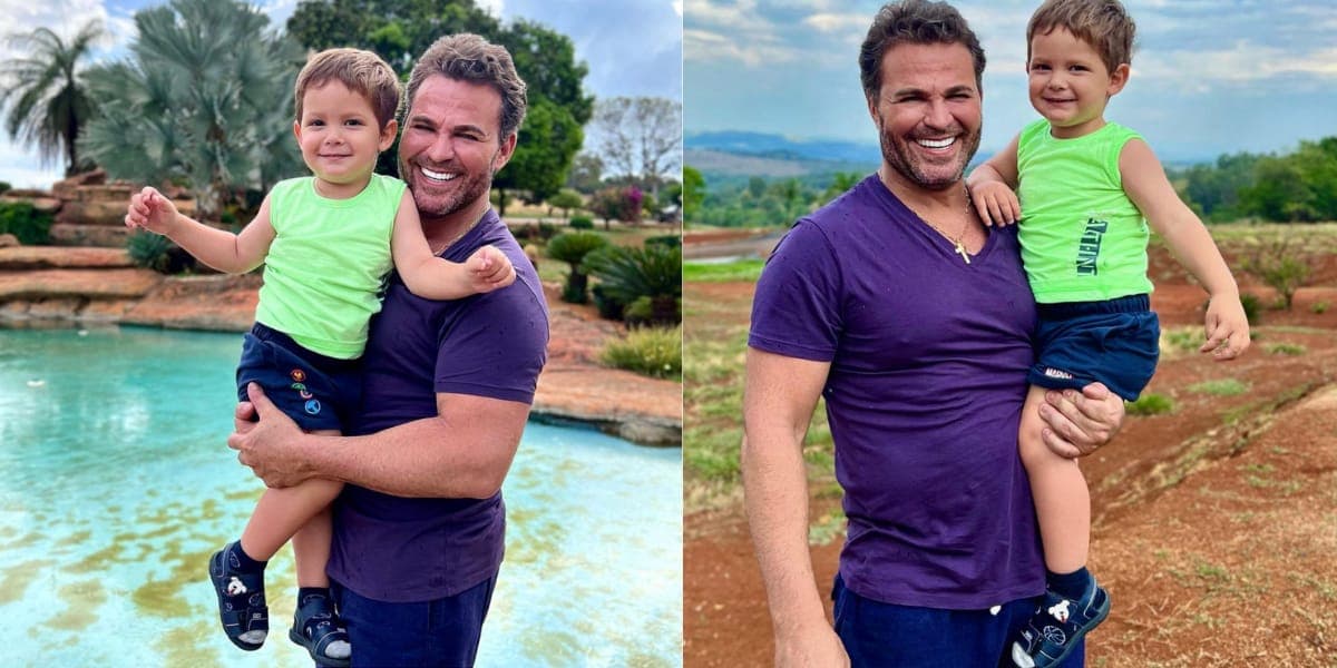 Eduardo Costa e seu sobrinho aproveitando o espaço da Fazenda (Reprodução: Instagram) Eduardo Costa e seu sobrinho aproveitando o espaço da Fazenda (Reprodução: Instagram)