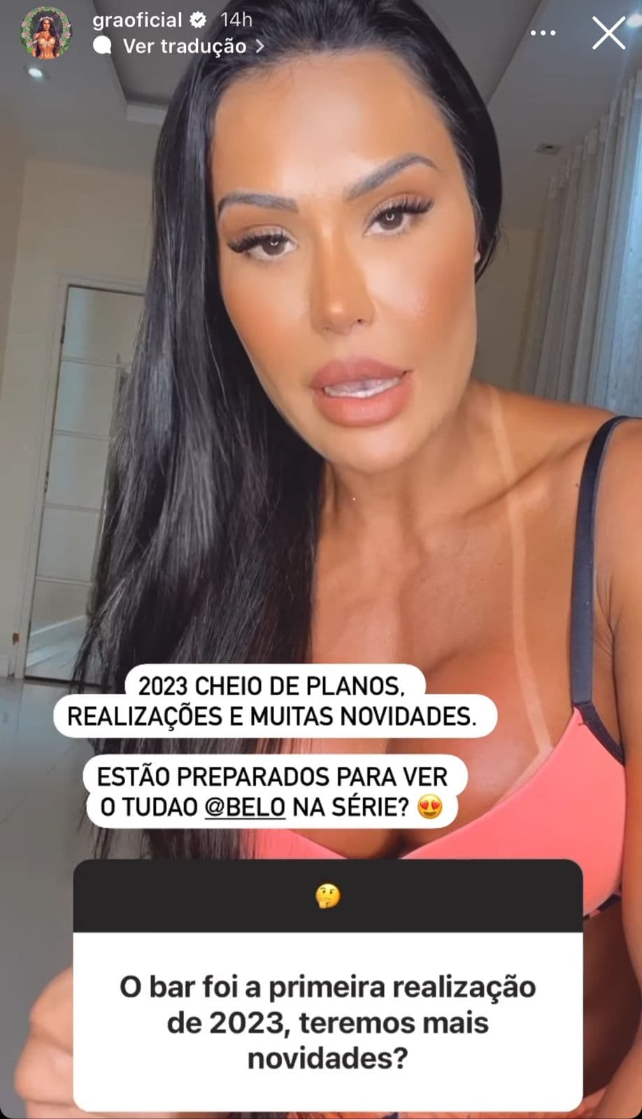 Gracyanne Barbosa, esposa do cantor Belo, é questionada por fã e acaba falando sobre situação com o seu marido - Foto Reprodução Instagram Gracyanne Barbosa, esposa do cantor Belo, é questionada por fã e acaba falando sobre situação com o seu marido - Foto Reprodução Instagram