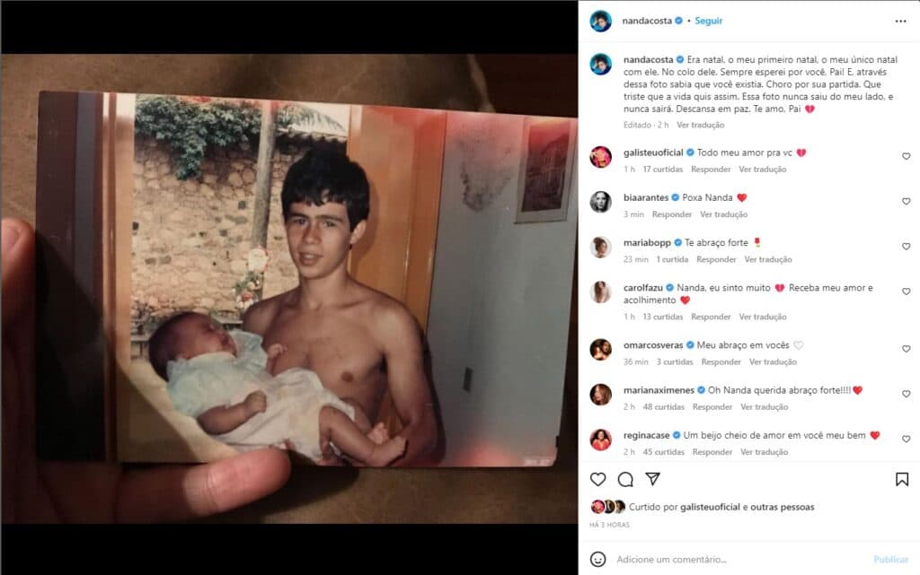 Nanda Costa lamentou a morte do pai com uma publicação no Instagram Nanda Costa lamentou a morte do pai com uma publicação no Instagram