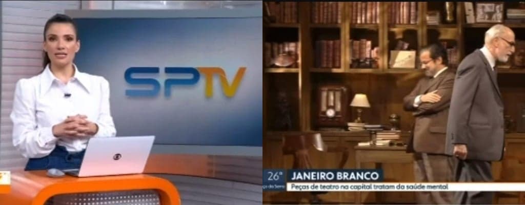 Sabina Simonato teve que justificar uma falha técnica durante a primeira edição do SPTV- Foto: Montagem/TV Foco Sabina Simonato teve que justificar uma falha técnica durante a primeira edição do SPTV- Foto: Montagem/TV Foco