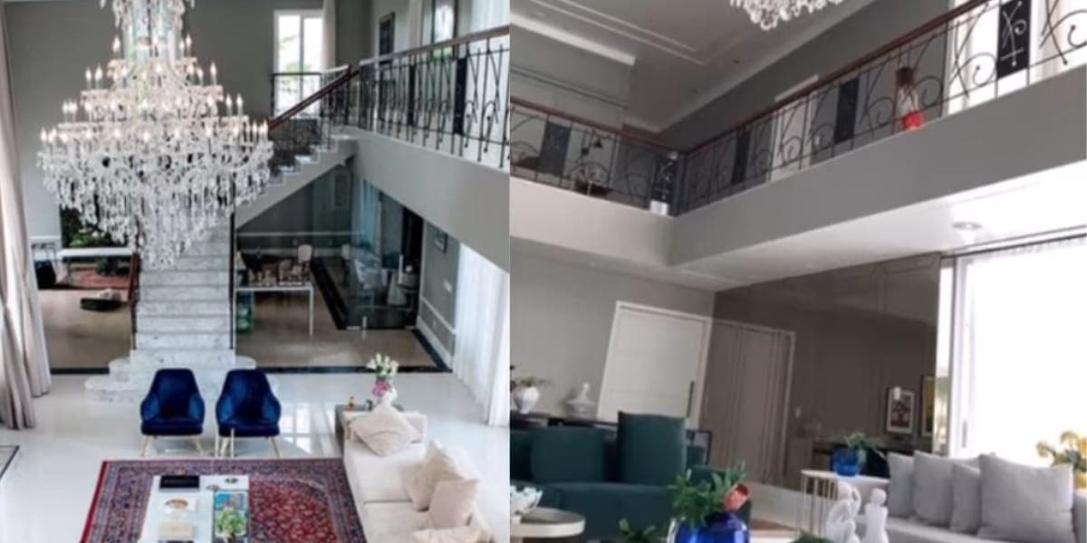 Sala de entrada da residência do Wesley Safadão, onde se localiza seu lustre gigante (Reprodução: Youtube) Sala de entrada da residência do Wesley Safadão, onde se localiza seu lustre gigante (Reprodução: Youtube)