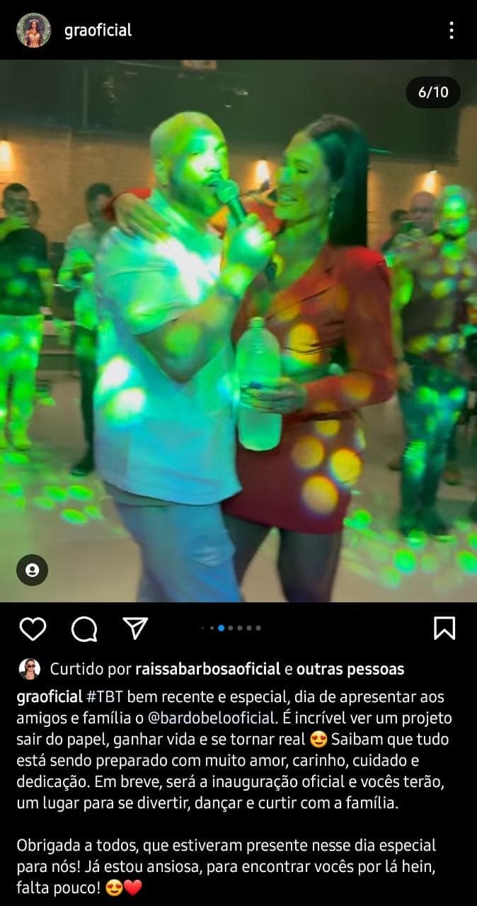 Publicação de Gracyanne Barbosa, esposa de Belo (Foto: Reprodução/ Instagram) Publicação de Gracyanne Barbosa, esposa de Belo (Foto: Reprodução/ Instagram)