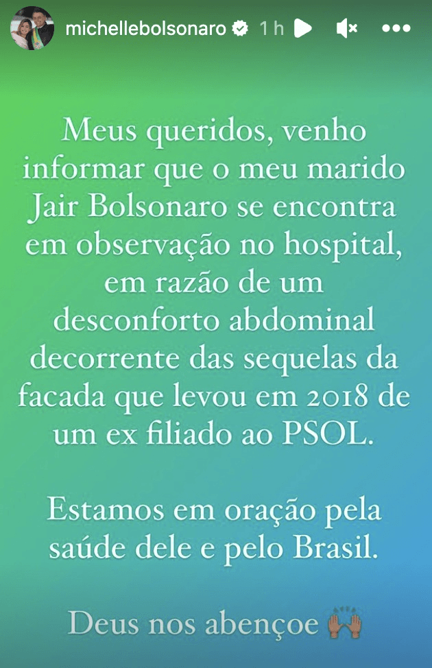 Publicação de Michelle Bolsonaro (Foto: Reprodução/ Instagram) Publicação de Michelle Bolsonaro (Foto: Reprodução/ Instagram)
