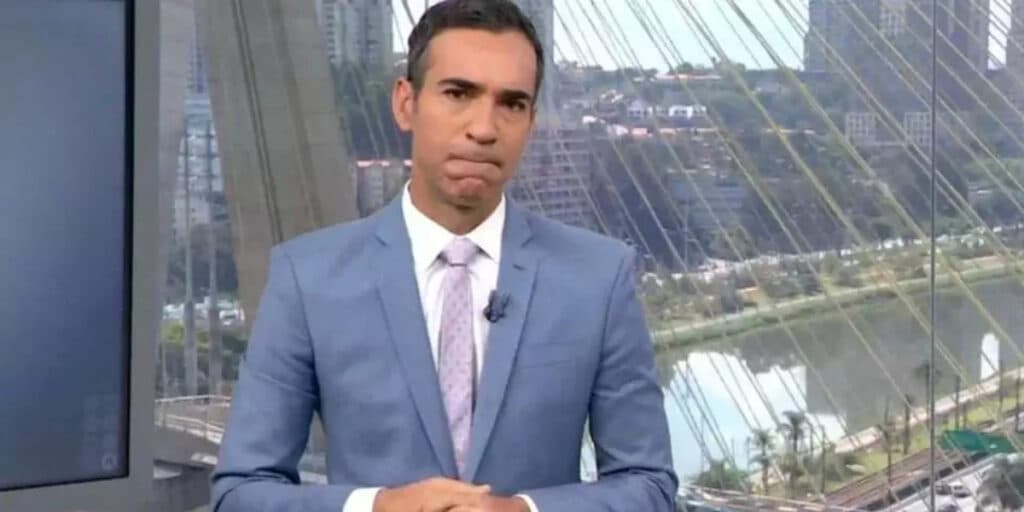 Motivo pelo qual César Tralli caiu no choro em jornal da Globo deve mexer com ele até hoje: "Fazem isso"