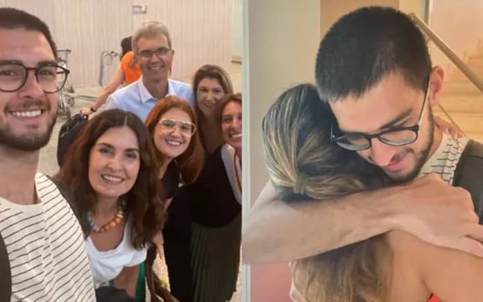 Fátima Berbades se emociona ao mostrar despedida do filho Vinicius - Foto Reprodução Fátima Berbades se emociona ao mostrar despedida do filho Vinicius - Foto Reprodução