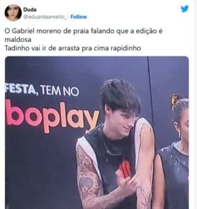 BBB23 - Gabriel fala o que não devia, faz grave acusação contra a produção e é advertido (Foto: Reprodução / Twitter) BBB23 - Gabriel fala o que não devia, faz grave acusação contra a produção e é advertido (Foto: Reprodução / Twitter)
