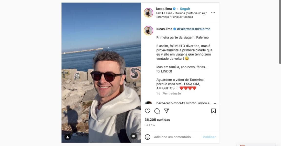 Lucas Lima fala sobre viagem com Sandy e Xororó (Reprodução) Lucas Lima fala sobre viagem com Sandy e Xororó (Reprodução)