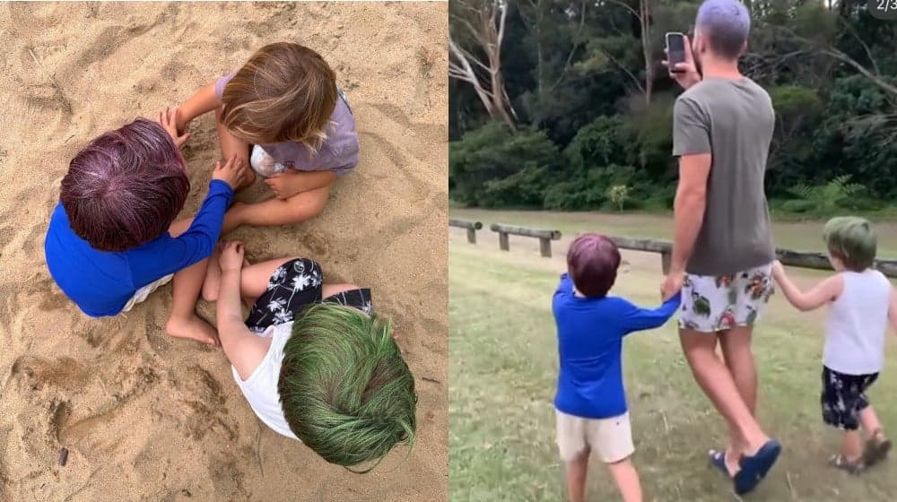 O viúvo de Paulo Gustavo, Thales Bretas, aparece em foto com os filhos de cabelos pintados e choca a todos com a beleza dos garotos - Foto Reprodução O viúvo de Paulo Gustavo, Thales Bretas, aparece em foto com os filhos de cabelos pintados e choca a todos com a beleza dos garotos - Foto Reprodução