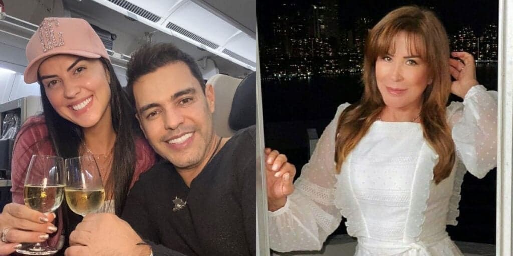 Zezé Di Camargo coloca Graciele Lacerda dentro de avião e casal fica lado a lado com Zilu fora do país