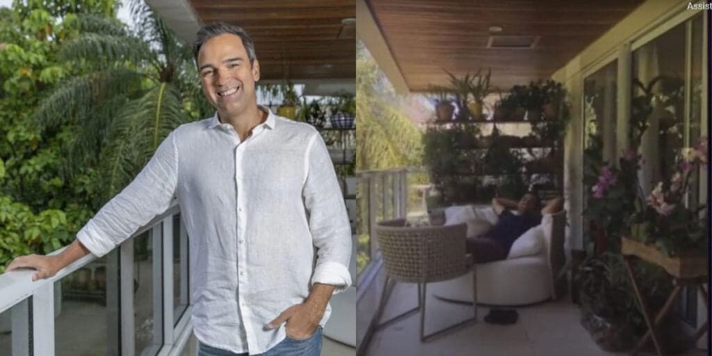 Rodeada por verde, decoração de madeira e fachada de vidro: a mansão absurda que Tadeu Schmidt vive