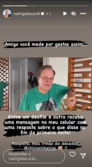 Chico Pinheiro mandou um recado especial para Rodrigo Bocardi e até citou a Globo (Foto: Reprodução/ Instagram) Chico Pinheiro mandou um recado especial para Rodrigo Bocardi e até citou a Globo (Foto: Reprodução/ Instagram)
