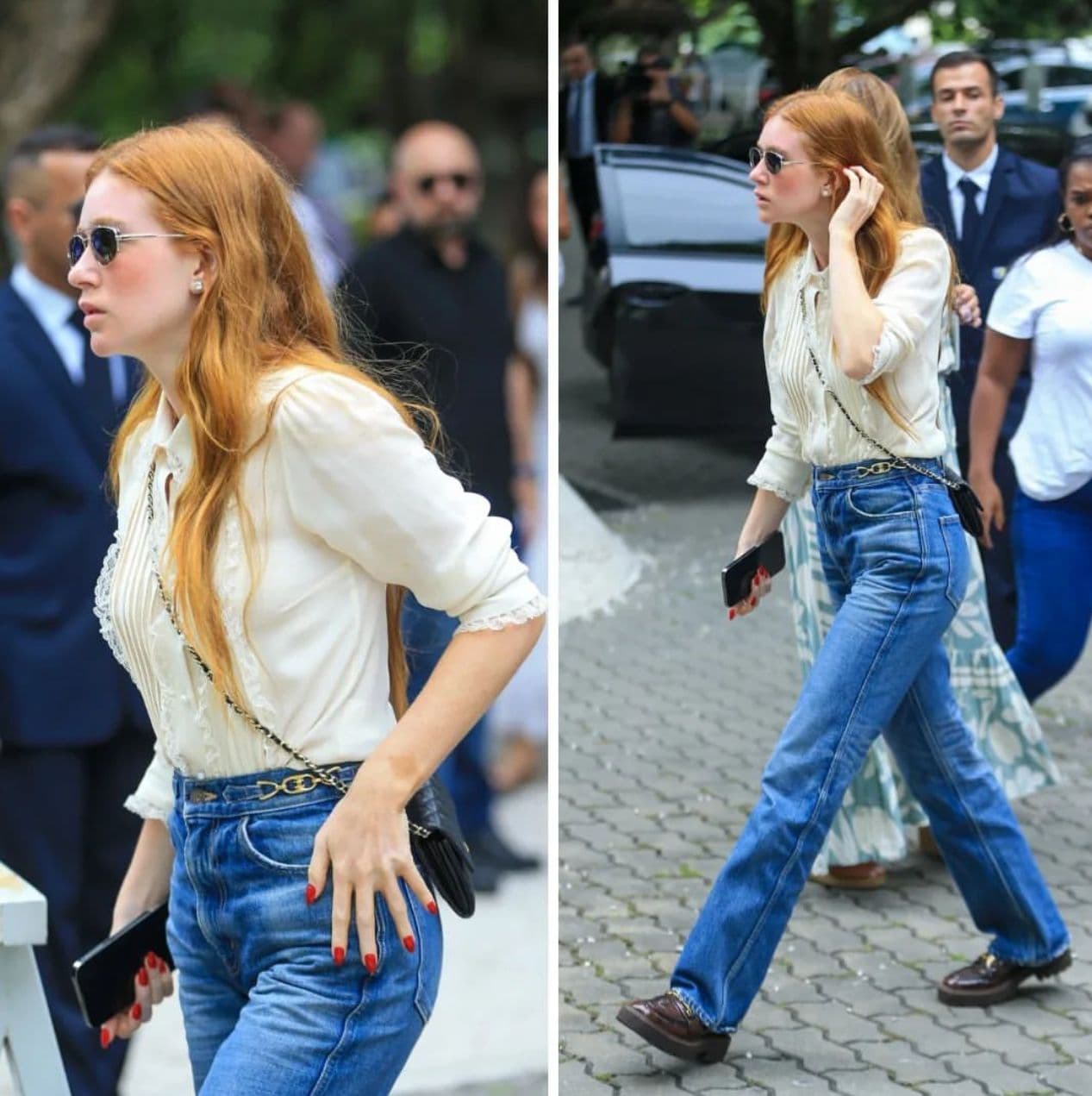 Em cerimônia de velória restrita, Marina Ruy Barbosa e Narcisa são vistas abaladas em último adeus a Glória Maria (Foto: AgNews) Em cerimônia de velória restrita, Marina Ruy Barbosa e Narcisa são vistas abaladas em último adeus a Glória Maria (Foto: AgNews)