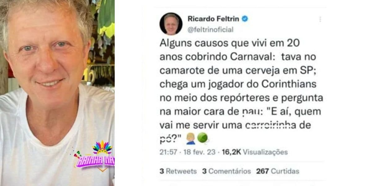 Ricardo Feltrin fala sobre jogador do Corinthians (Foto: Reprodução / Instagram) Ricardo Feltrin fala sobre jogador do Corinthians (Foto: Reprodução / Instagram)