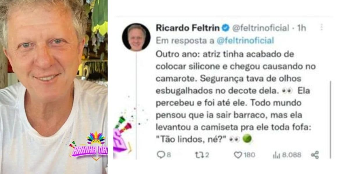 Ricardo Feltrin expõe o que atriz fez no carnaval (Foto: Reprodução / Instagram) Ricardo Feltrin expõe o que atriz fez no carnaval (Foto: Reprodução / Instagram)