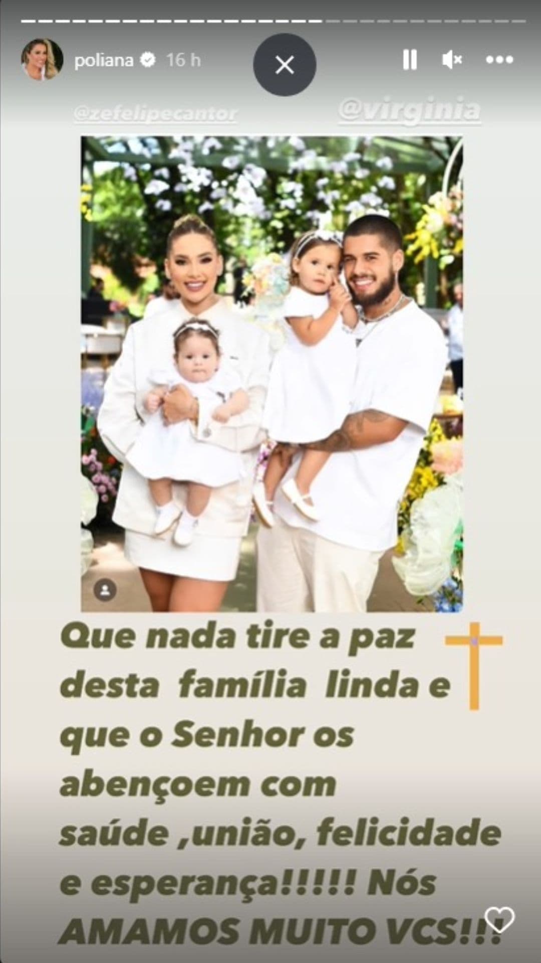 Poliana Rocha publicou uma foto com Zé Felipe e Virgínia Fonseca (Reprodução - instagram) Poliana Rocha publicou uma foto com Zé Felipe e Virgínia Fonseca (Reprodução - instagram)