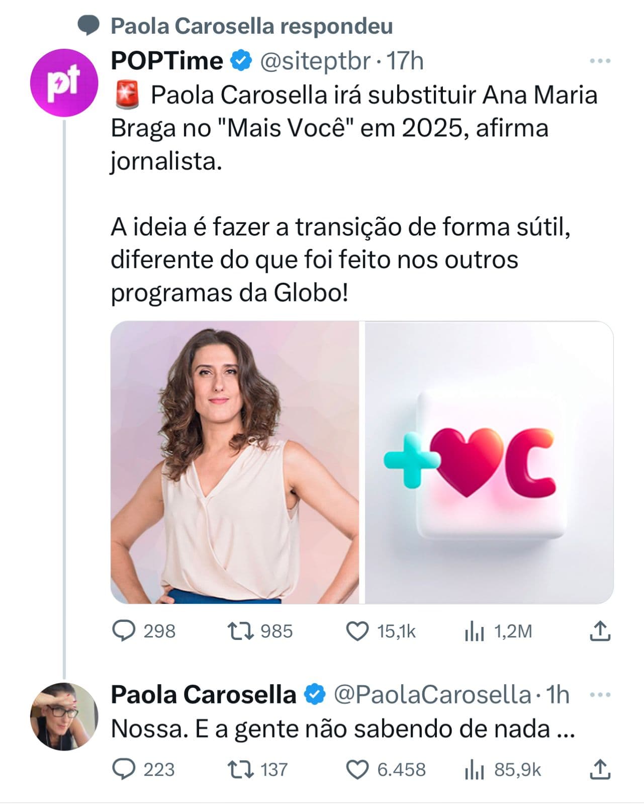Paola Carosella sobre substituir Ana Maria Braga no programa Mais Você, da Globo - Foto Reprodução Twitter Paola Carosella sobre substituir Ana Maria Braga no programa Mais Você, da Globo - Foto Reprodução Twitter