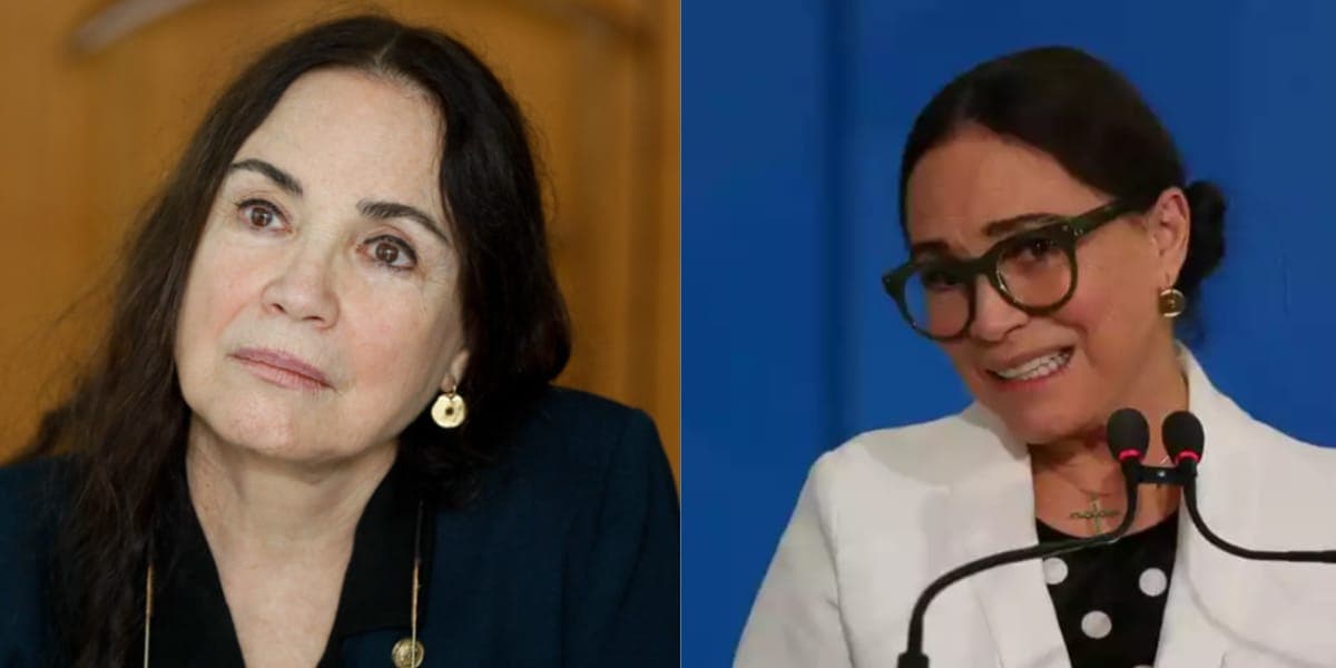 Regina Duarte deixou a Globo para assumir um cargo público, que não durou 1 mês (Reprodução: Montagem TV Foco) Regina Duarte deixou a Globo para assumir um cargo público, que não durou 1 mês (Reprodução: Montagem TV Foco)
