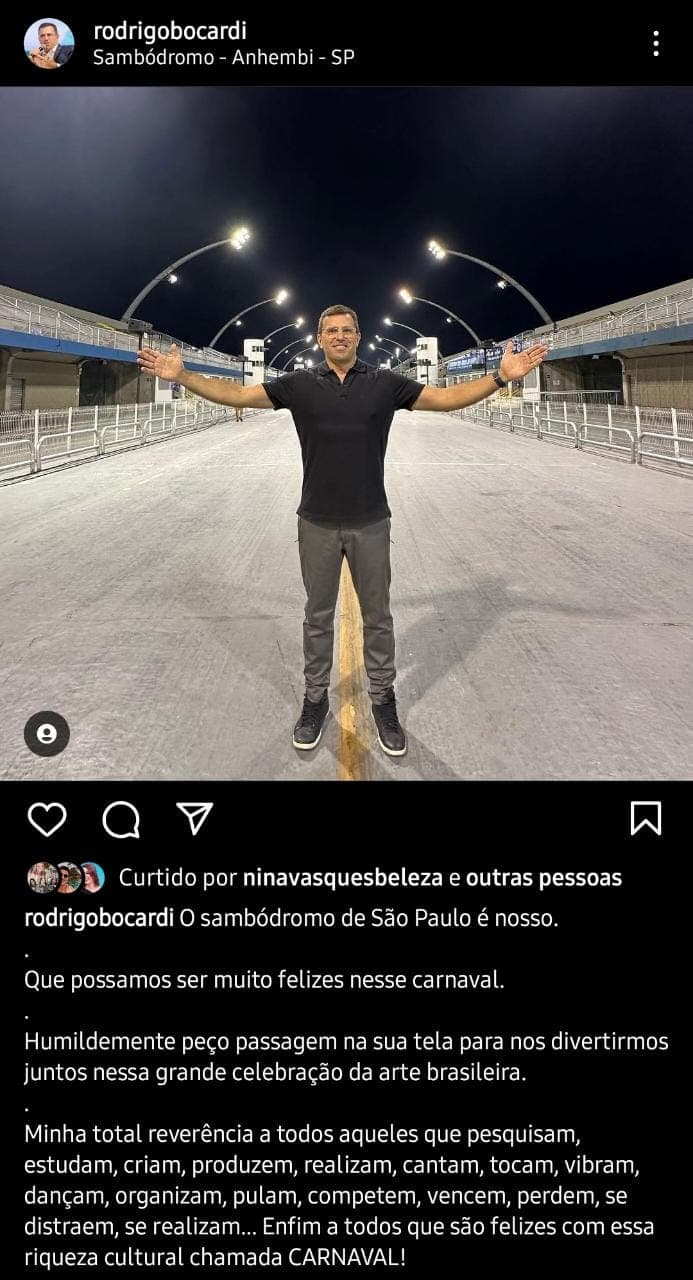 Publicação de Rodrigo Bocardi (Foto: Reprodução/ Instagram) Publicação de Rodrigo Bocardi (Foto: Reprodução/ Instagram)