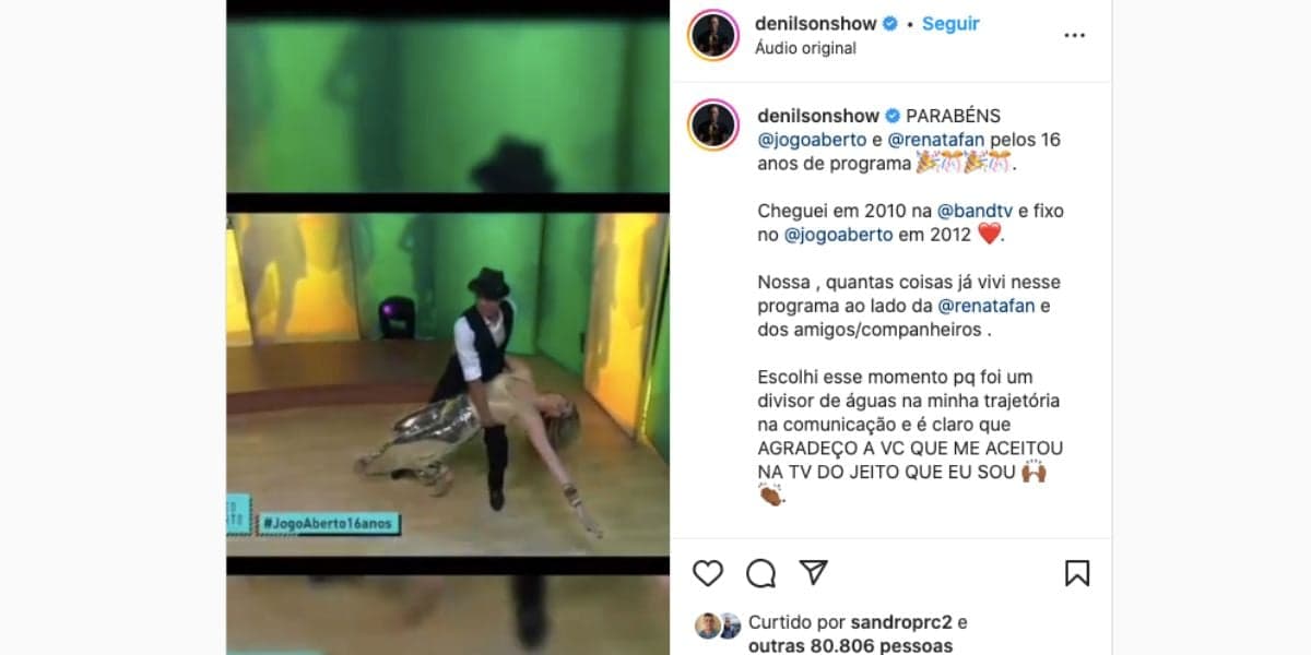 Denílson diz tudo o que viveu com Renata Fan e equipe em texto impactante (Foto: Reprodução / Jogo Aberto da Band) Denílson diz tudo o que viveu com Renata Fan e equipe em texto impactante (Foto: Reprodução / Jogo Aberto da Band)