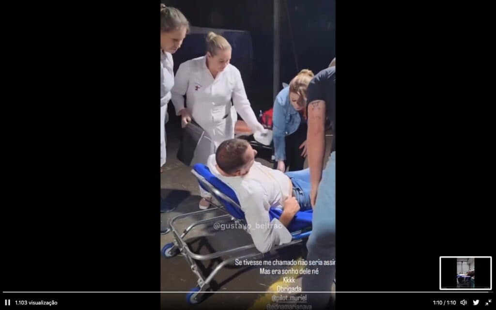 Gusttavo Lima dá bebida para fã e o faz sair de ambulância de show (Foto: Reprodução / Twitter) Gusttavo Lima dá bebida para fã e o faz sair de ambulância de show (Foto: Reprodução / Twitter)