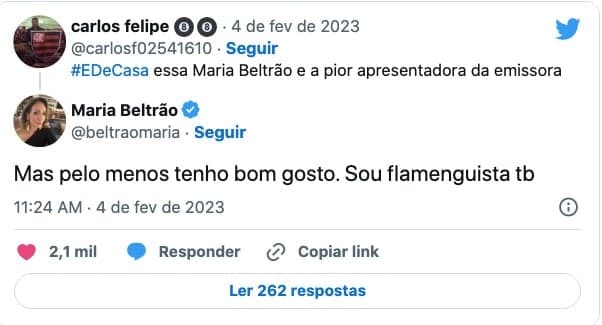 Maria Beltrão é atacada por conta do que ela faz e ela rebate ódio na mesma hora (Foto: Reprodução / É De Casa da Globo) Maria Beltrão é atacada por conta do que ela faz e ela rebate ódio na mesma hora (Foto: Reprodução / É De Casa da Globo)