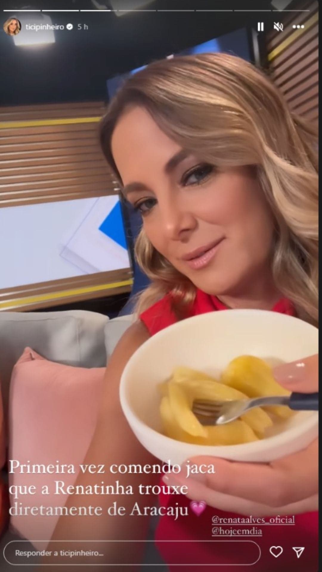 Ticiane Pinheiro mostra nas redes sociais o presente que ganhou de Renata Alves do Hoje em Dia da Record (Reprodução - Instagram) Ticiane Pinheiro mostra nas redes sociais o presente que ganhou de Renata Alves do Hoje em Dia da Record (Reprodução - Instagram)