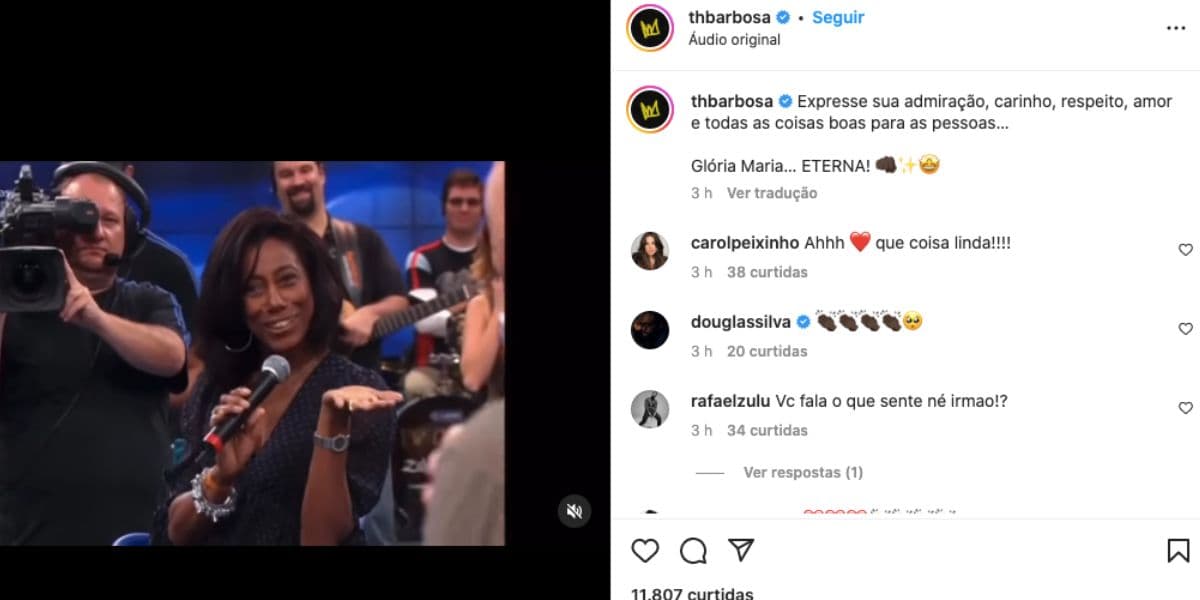 Thiaguinho fala sobre Glória Maria (Foto: Reprodução / Instagram) Thiaguinho fala sobre Glória Maria (Foto: Reprodução / Instagram)