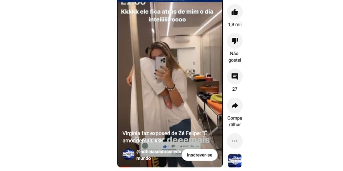 Virgínia Fonseca faz vídeo fofo ao lado do marido, Zé Felipe, e confirma que cantor sempre a segue (Foto: Reprodução / Instagram) Virgínia Fonseca faz vídeo fofo ao lado do marido, Zé Felipe, e confirma que cantor sempre a segue (Foto: Reprodução / Instagram)