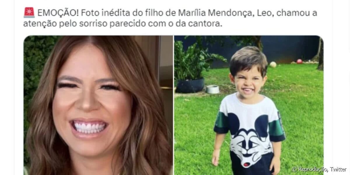 Montagem que está circulando na Web aonde internautas apontam semelhança com o sorriso da cantora Marília Mendonça e do filho (Foto Reprodução/Instagram) Montagem que está circulando na Web aonde internautas apontam semelhança com o sorriso da cantora Marília Mendonça e do filho (Foto Reprodução/Instagram)
