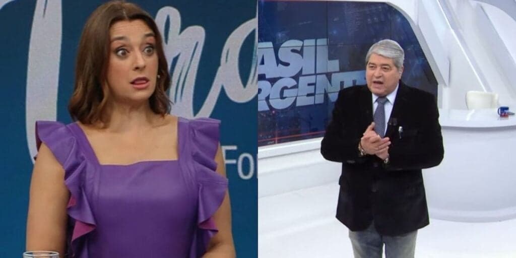 Datena manda abrir câmera em Catia Fonseca, que é pega desprevenida e corte precisa ser feito às pressas