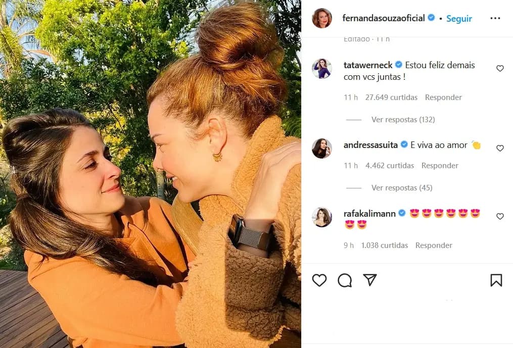 Fernanda Souza e Eduarda Porto em foto publicada pela atriz em sua rede social - Foto Reprodução Internet Fernanda Souza e Eduarda Porto em foto publicada pela atriz em sua rede social - Foto Reprodução Internet