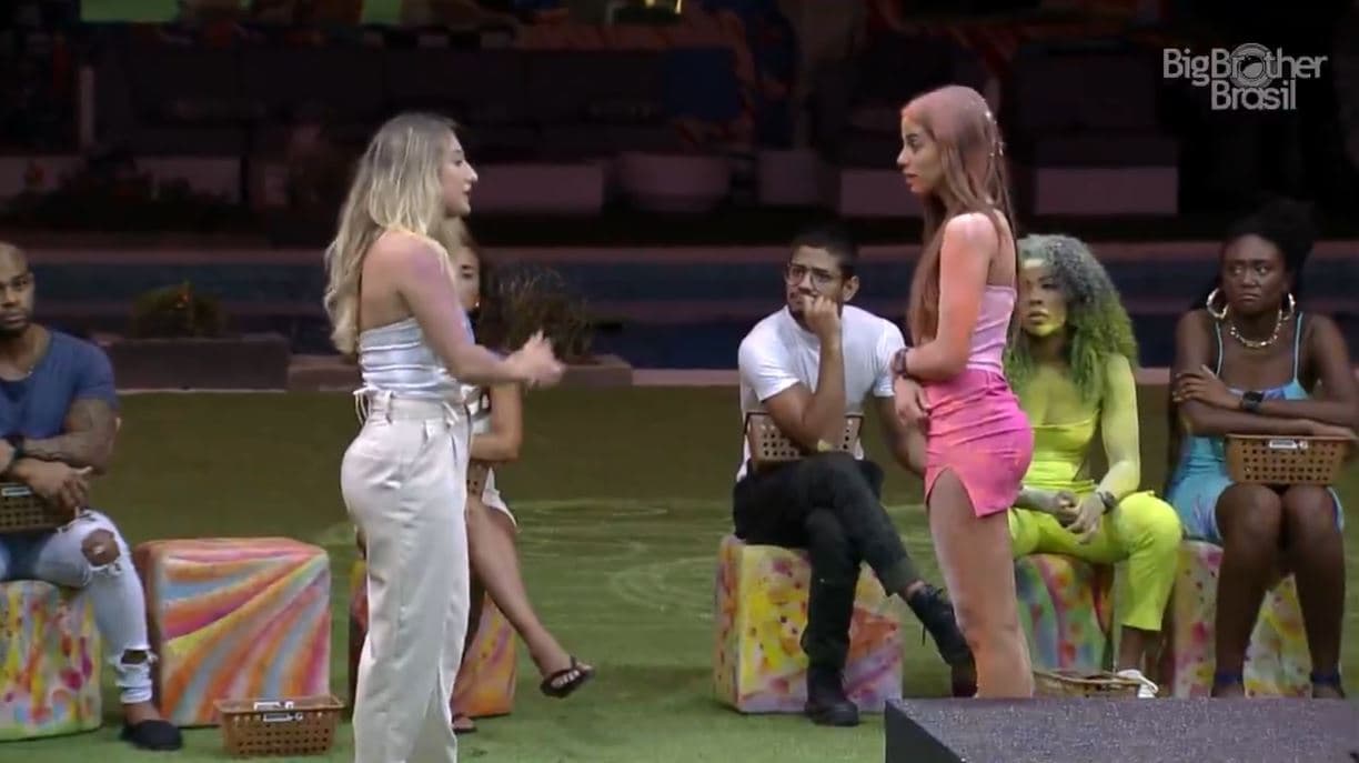 Key Alves discuntido com Bruna Griphao no Jogo Da Discordiano BBB23 - Foto Reprodução Globo Key Alves discuntido com Bruna Griphao no Jogo Da Discordiano BBB23 - Foto Reprodução Globo