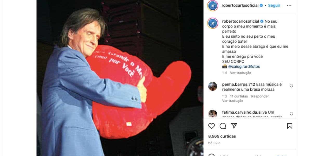 Roberto Carlos, que está vivendo relação misteriosa, divulga foto apaixonado (Foto: Caio Girardi) Roberto Carlos, que está vivendo relação misteriosa, divulga foto apaixonado (Foto: Caio Girardi)