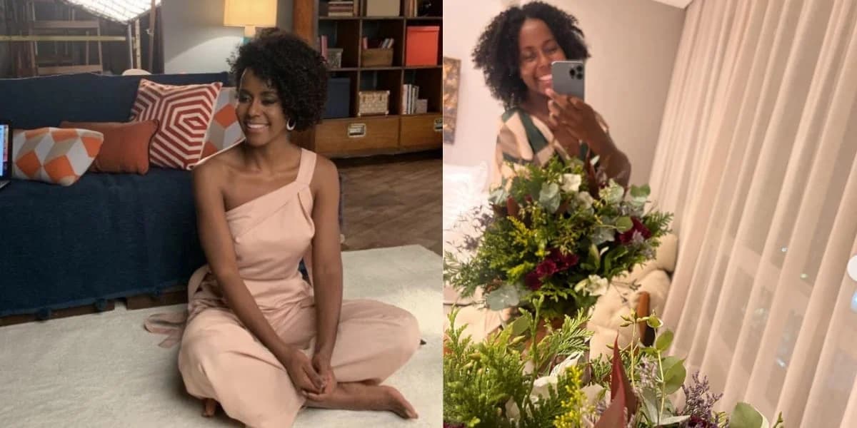 Sala com uma estante recheada de livros e o espelho da sala de jantar também com decoração de flores – Foto Reprodução Sala com uma estante recheada de livros e o espelho da sala de jantar também com decoração de flores – Foto Reprodução